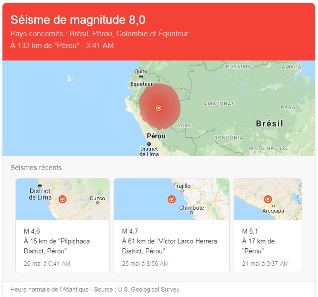Un puissant séisme a frappé le Pérou dans la nuit de samedi à dimanche.( Le Live )