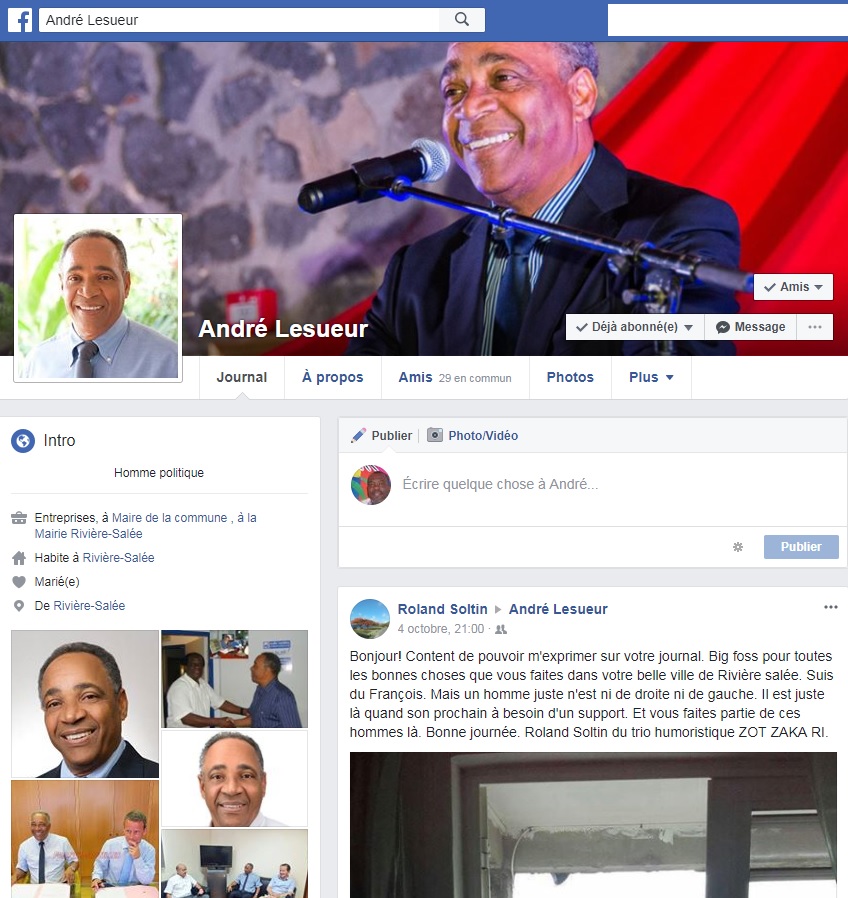 [André Lesueur] victime d'un piratage  de son compte personnel Facebook  !