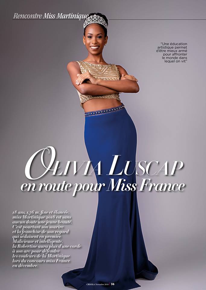 LUSCAP, prénom Olivia, Elle est Miss Martinique 2018 et va nous représenter.