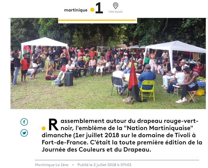 Martinique Première a même réalisé un reportage sur une levée de drapeau au domaine de Tivoli. Quoi de plus politique qu'une levée de Drapeau. Mais pas un mot de DMS malgré la diffusion du sujet sur un "média officiel "