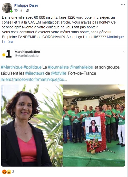 RFO félicite expressément, sa journaliste de Martinique la 1ère, Nathalie Jos de son succès électoral ! 