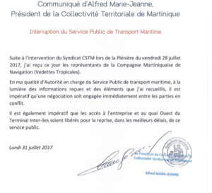 Conflit Service Public de transport maritime A Marie Jeanne ne prend pas position !