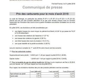 Les prix de l'essence en Martinique au mois d’août
