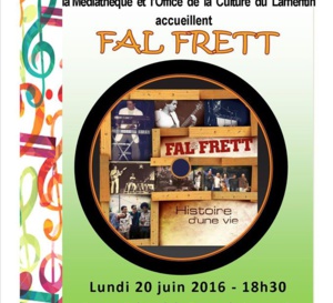La Médiathèque et l'Office de la Culture du Lamentin accueillent  FAL FRETT (Lundi 20 Juin à 18H30 - Centre Culturel du Bourg du Lamentin)