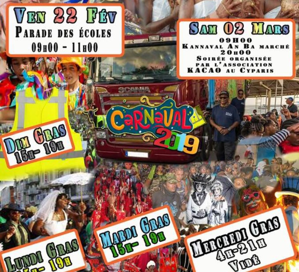 Programme carnaval de Saint Pierre 2019