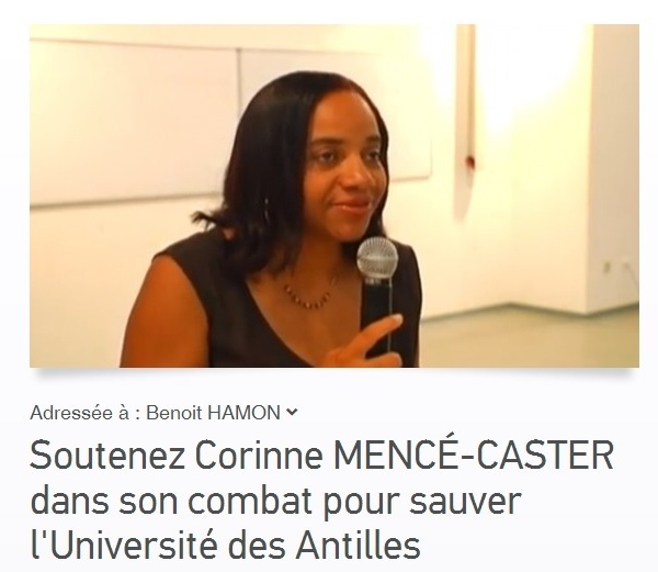 Soutenons Corinne MENCÉ-CASTER dans son combat pour sauver l'Université des Antilles