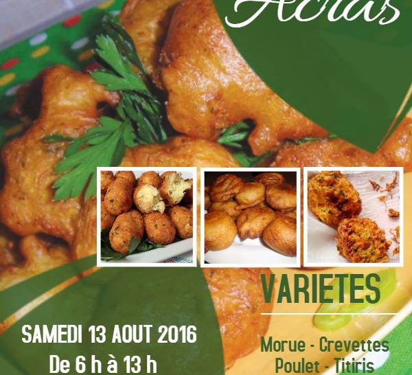 Samedi 13 aout 2016, de 6 h à 13 h ( Place du Marché du bourg): 1ère édition du Festival des Acras.